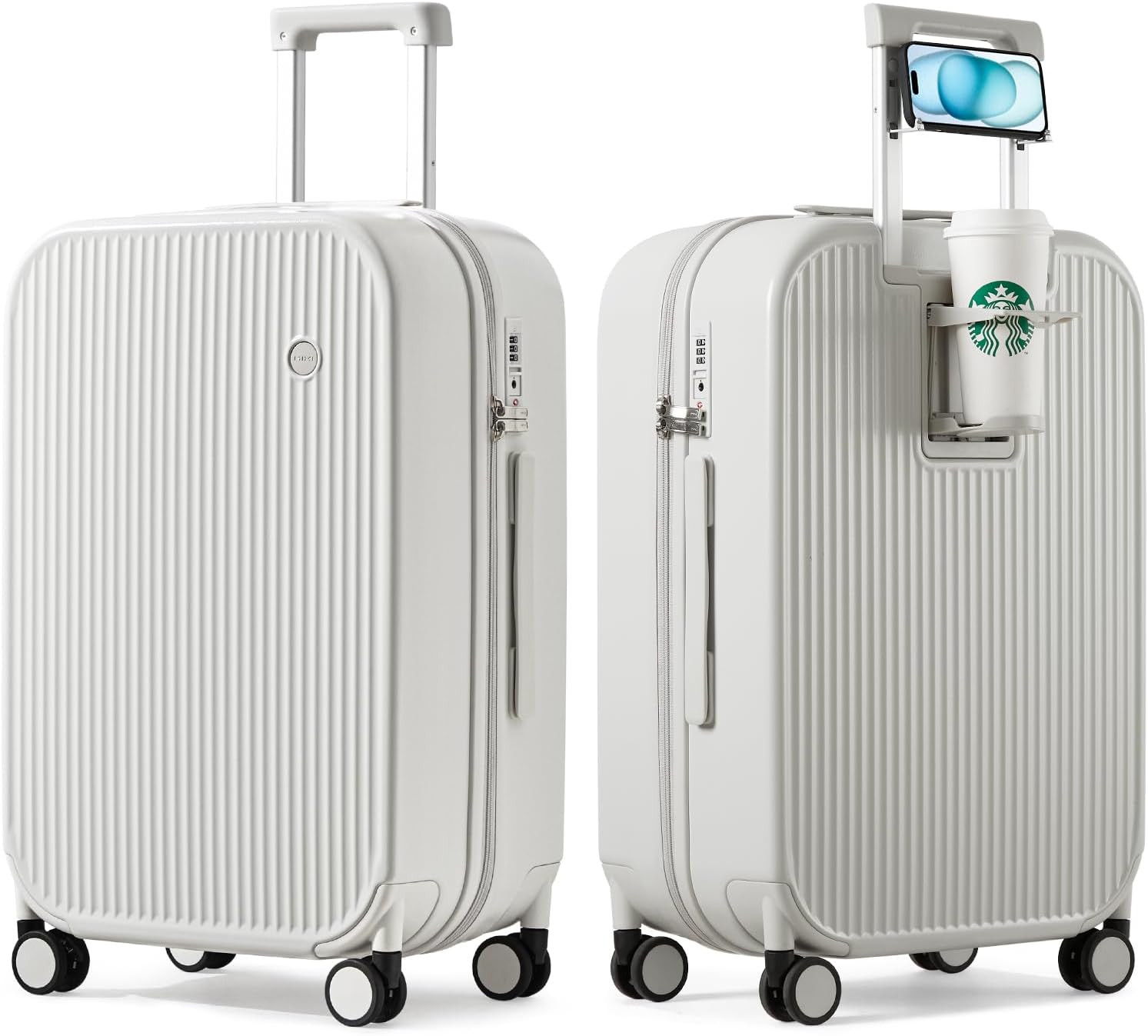 mixi Checked Luggage with Cup Phone Holder Hard Shell Rolling Travel Suitcases with Spinner Wheel... | Amazon (US)