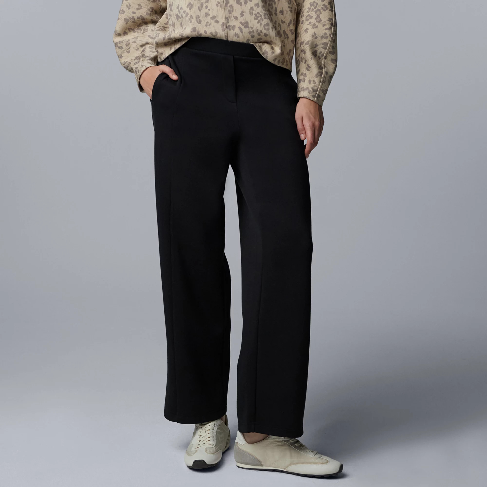 Women's Simply Vera Vera Wang High Rise Pull-On Wide Leg Pants, Size: Small, Black | Kohl's