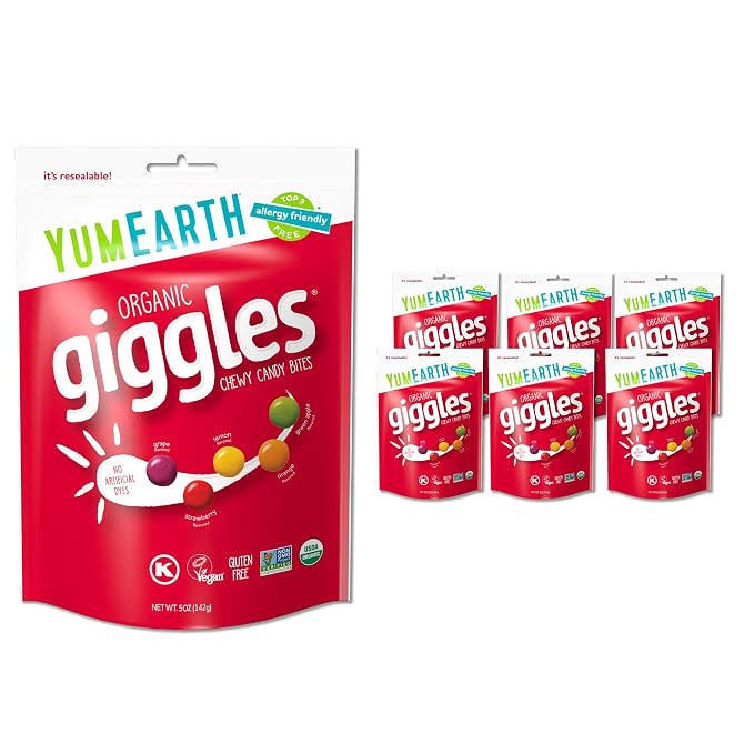 YumEarth Organic Giggles Chewy Candy - Allergy Friendly (Top 9 Free), No Artificial Dyes, Non GMO... | Amazon (US)