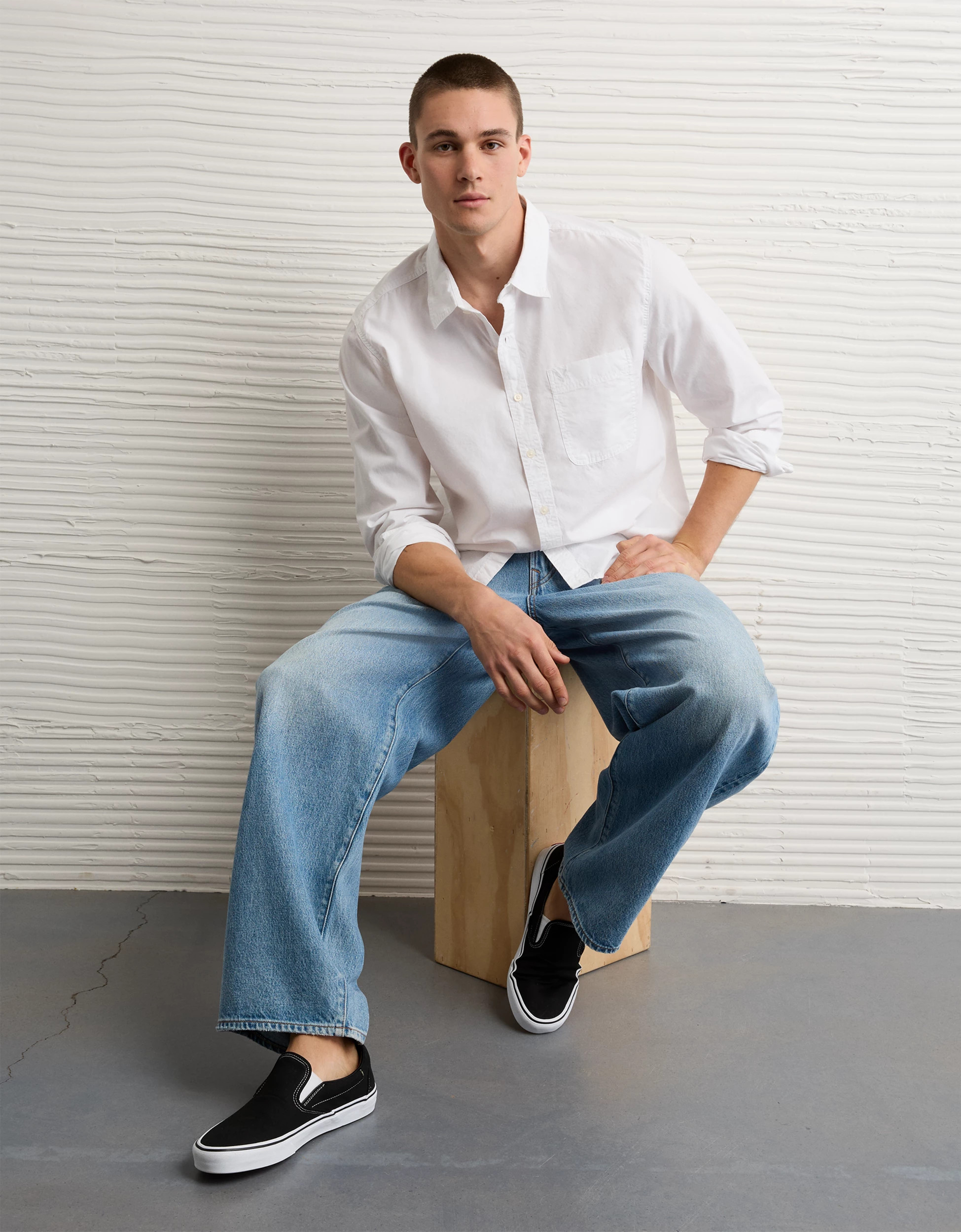 AE Standard Fit Poplin Button-Up Shirt | American Eagle Outfitters (US & CA)