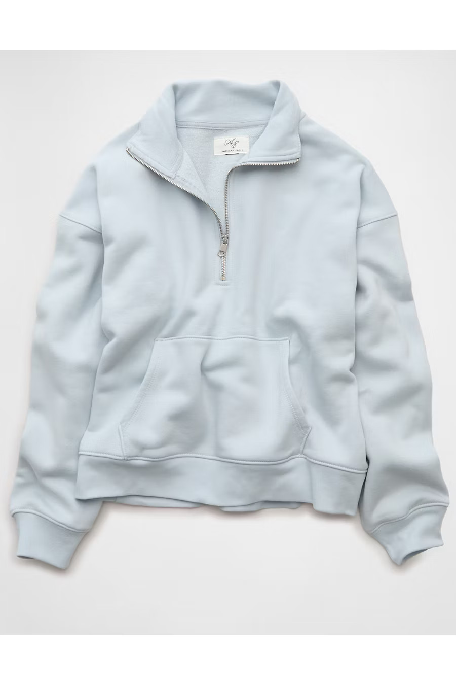 AE Everyday Luxe Quarter Zip Sweatshirt Women's Light Blue XXS | American Eagle Outfitters (US & CA)