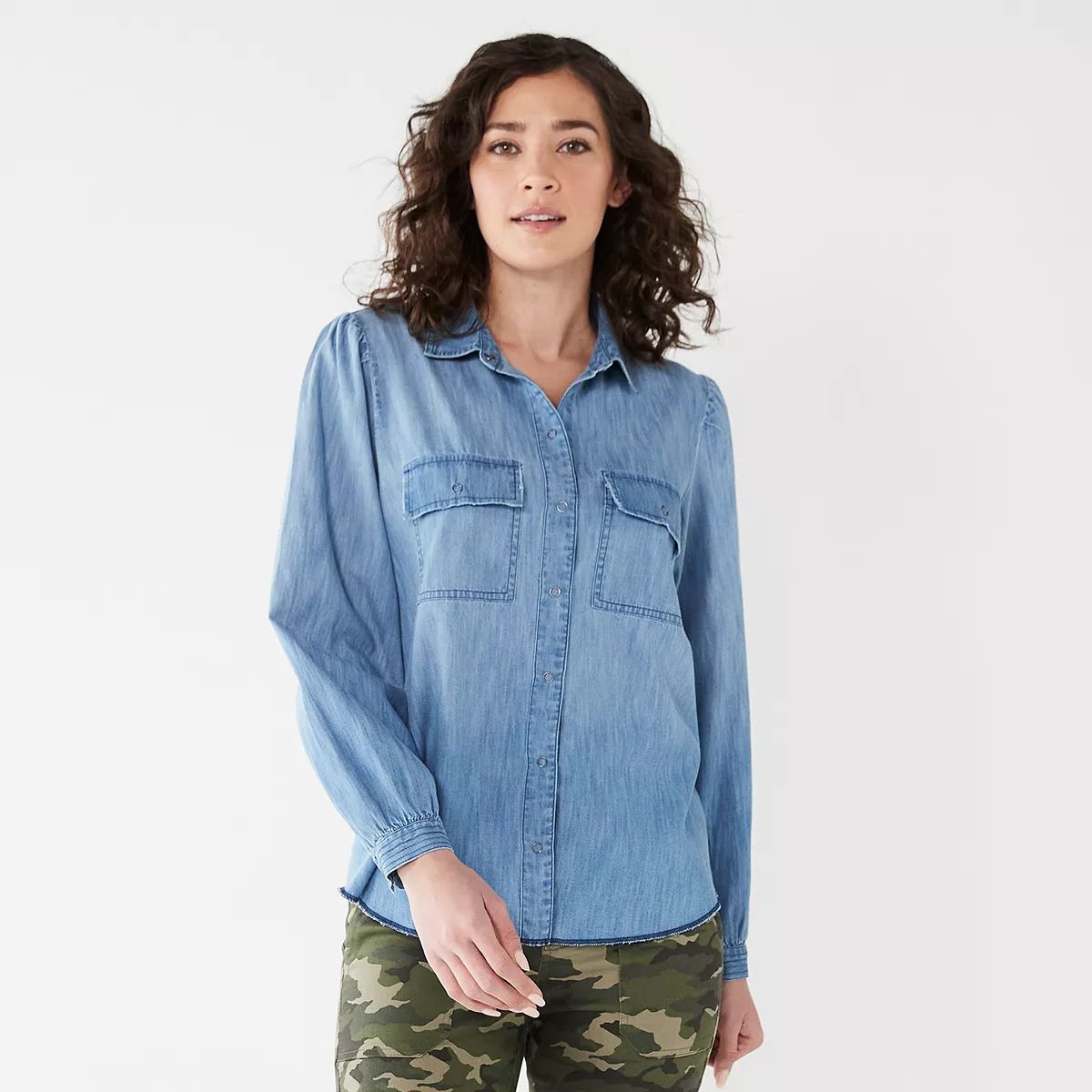 Women's Nine West Balloon Sleeve Utility Shirt | Kohl's