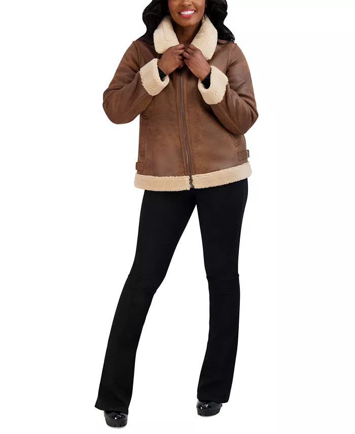Juniors' Fleece-Lined Moto Jacket | Macy's