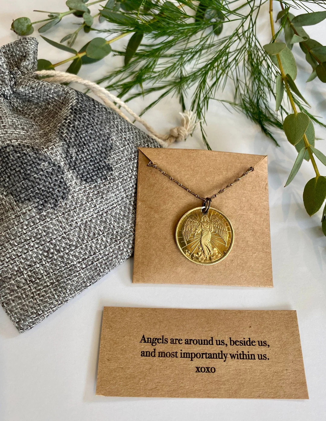 Vintage Coin Angel Necklace - Etsy | Etsy (US)