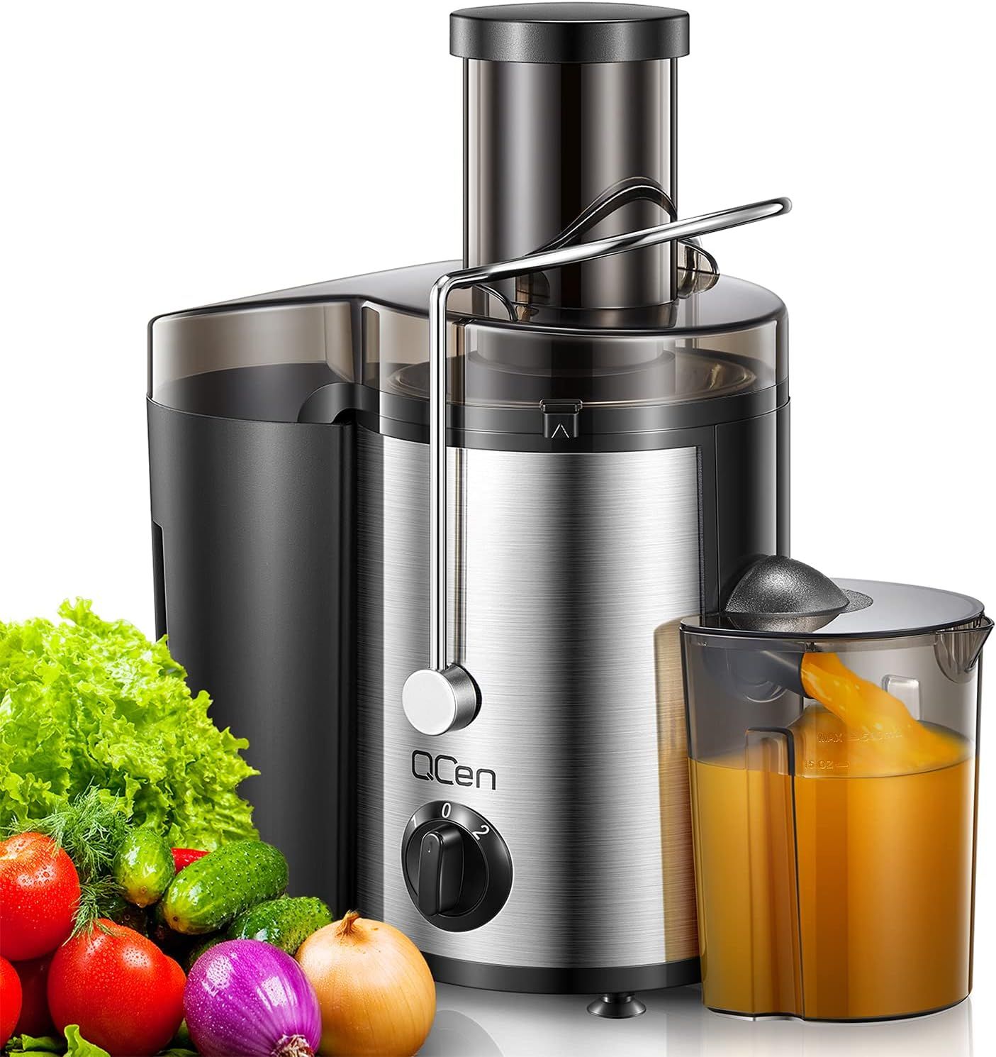 Qcen Juicer Machine, 500W Centrifugal Juicer Extractor with Wide Mouth 3” Feed Chute for Fruit ... | Amazon (US)