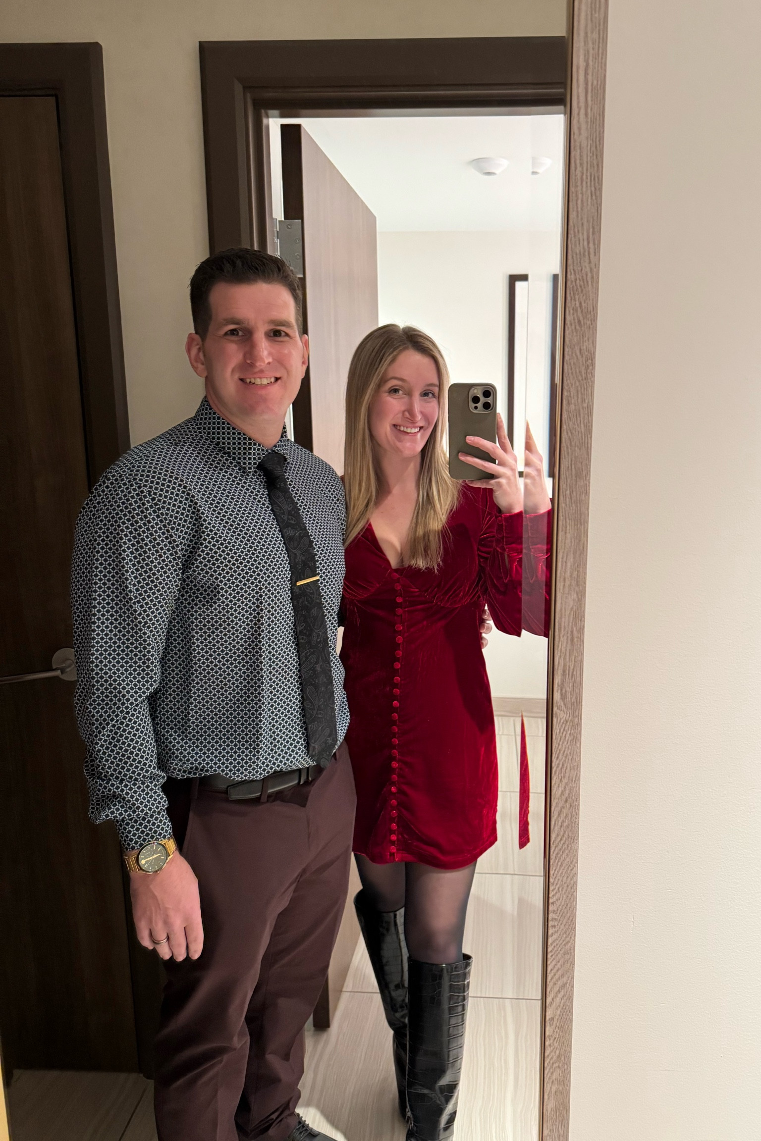 We had Brian’s work Christmas party last Friday! This was my dress link ❤️
I’m wearing a small but would have preferred an XS (it was sold out!)

The boots are on sale! Brian’s pants are usually on sale, they just weren’t when I linked them :(

#LTKSeasonal #LTKParties #LTKStyleTip