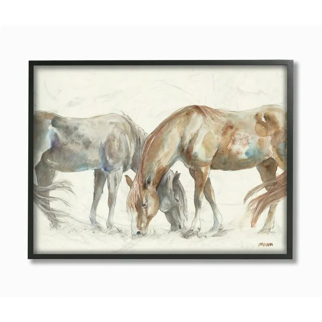 Stupell Industries Horse Couple Grey Brown Watercolor Painting Black Framed Wall Art, 16 x 20, by... | Walmart (US)