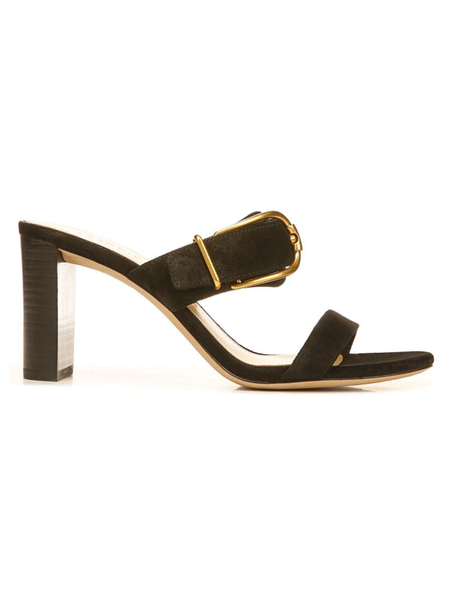 Veronica Beard Griddley Suede Buckle Mules | Saks Fifth Avenue