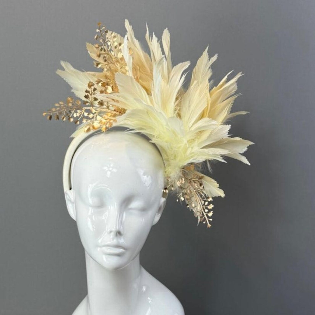 Cream and Gold Kentucky Derby Fascinator, Derby Hat Alternative (GOLD LINE) - Etsy | Etsy (US)
