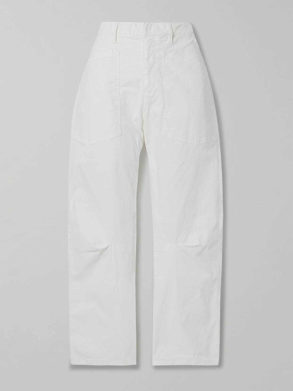 Nili Lotan - Shon Cotton-blend Twill Tapered Pants - White | NET-A-PORTER (US)
