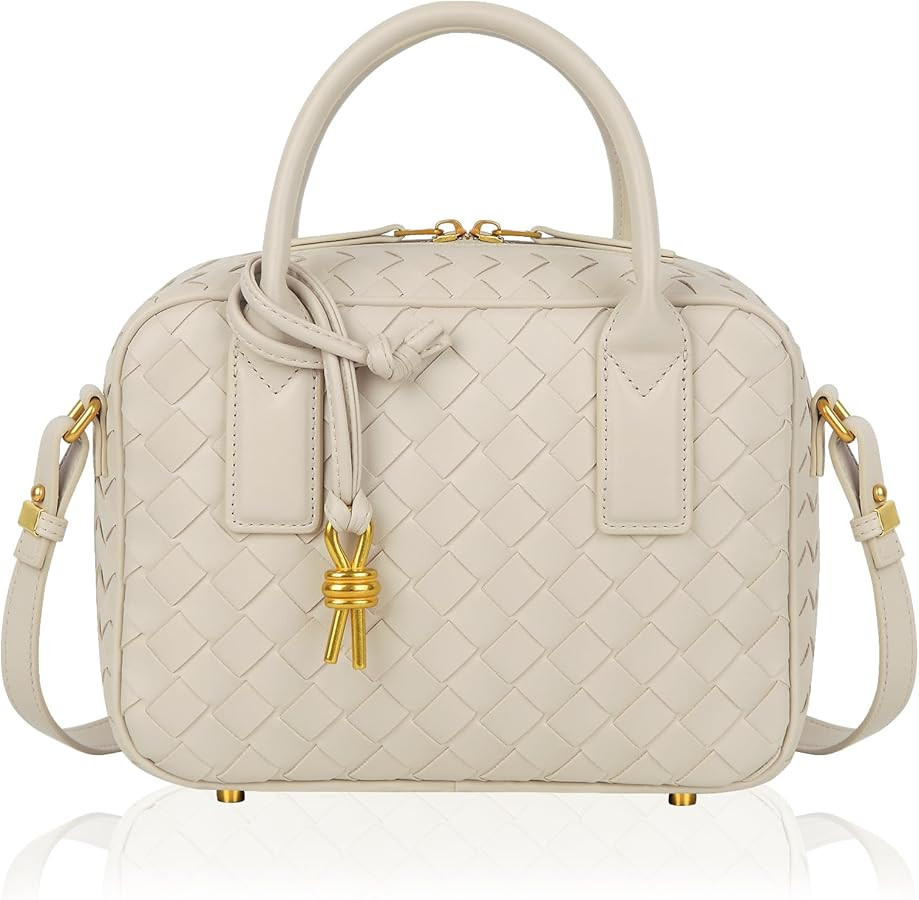 Women's Handmade Woven Top-handle Bag Fashion Leather Shoulder Handbag Crossbody Purse Woven Purs... | Amazon (US)