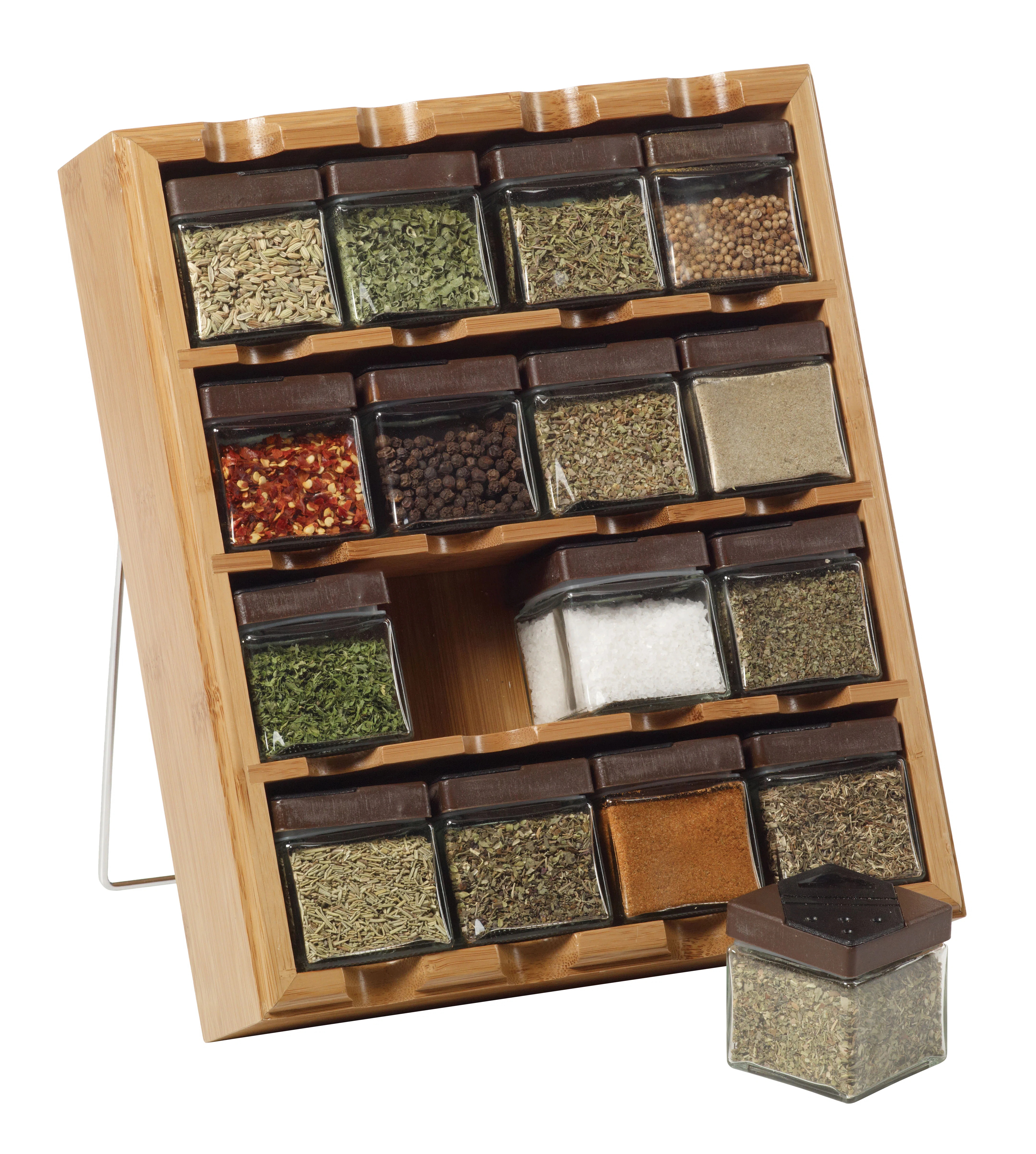 Kamenstein Bamboo Inspirations Spice Rack with Leaf Labels, 16-Cube | Wayfair North America