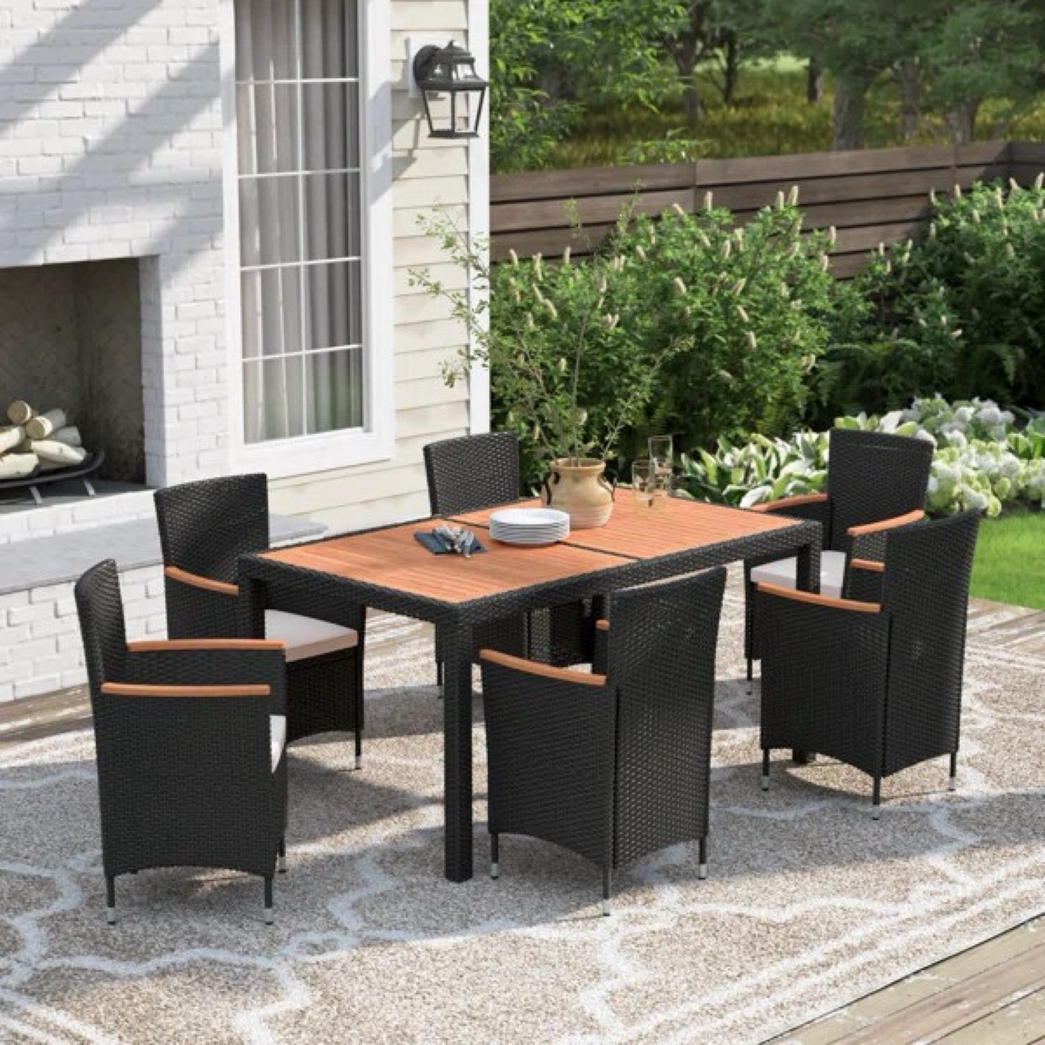 Shop patio furniture! The Callan 6 - Person Rectangular Outdoor Dining Set with Cushions is ON SALE and is under $450.

Keywords: Seating group, outdoor dining table, patio furniture 

#LTKSeasonal #LTKSaleAlert #LTKHome