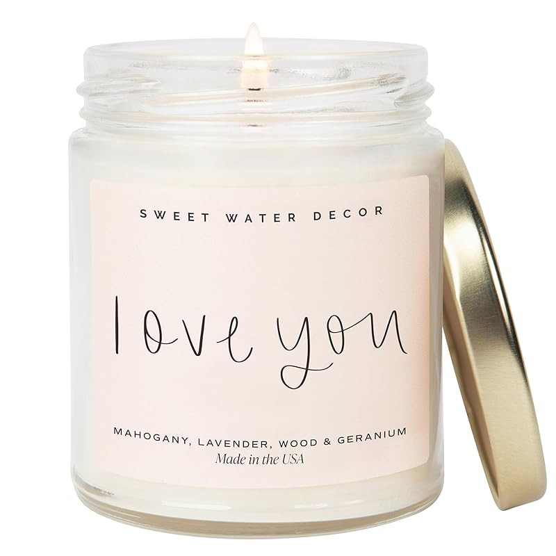 Sweet Water Decor Love You Scented Candles - Soy Candles with Fresh Lavender, Geranium, Warm Maho... | Amazon (US)