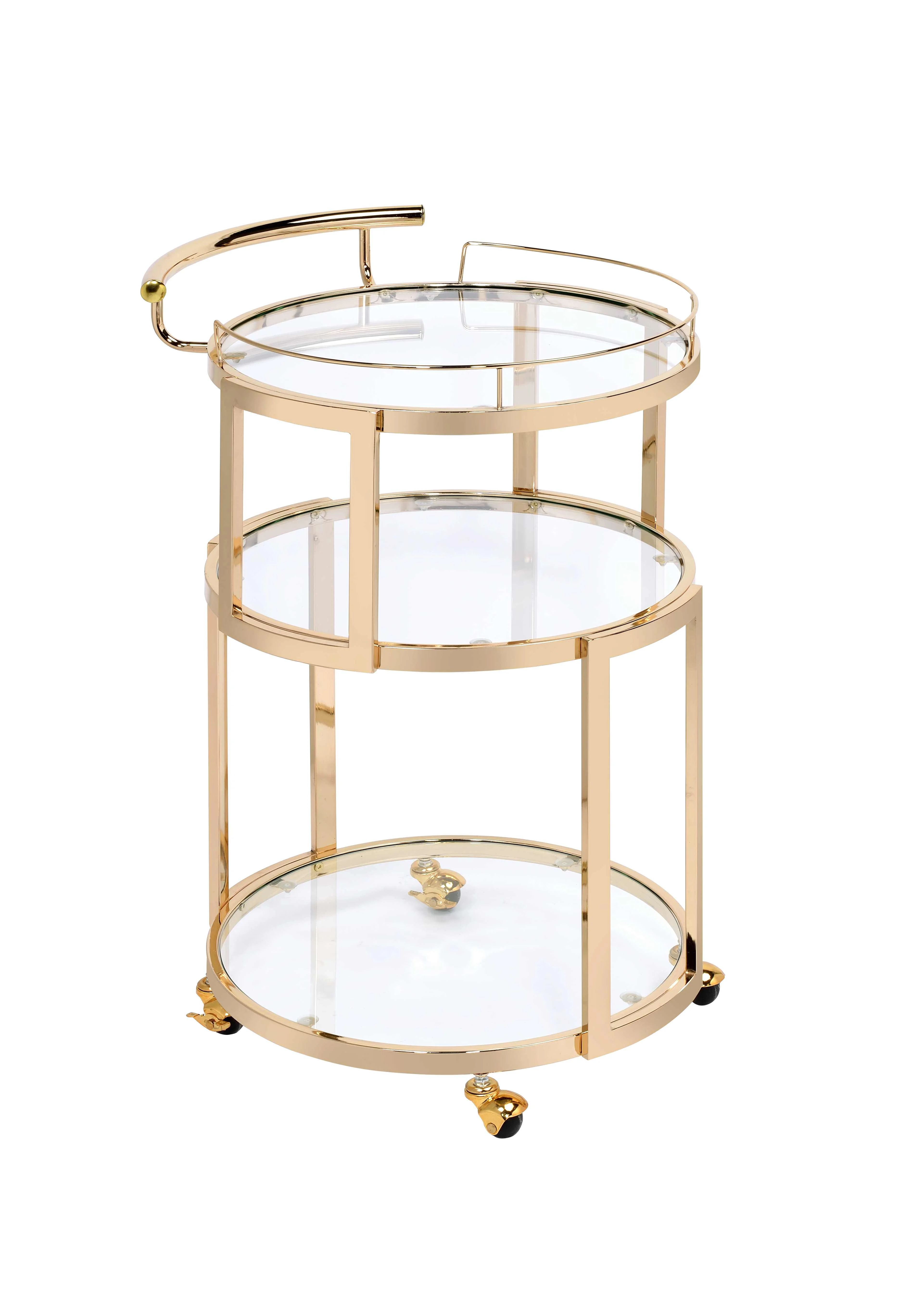 ACME Madelina Serving Cart in Gold and Clear Glass | Walmart (US)