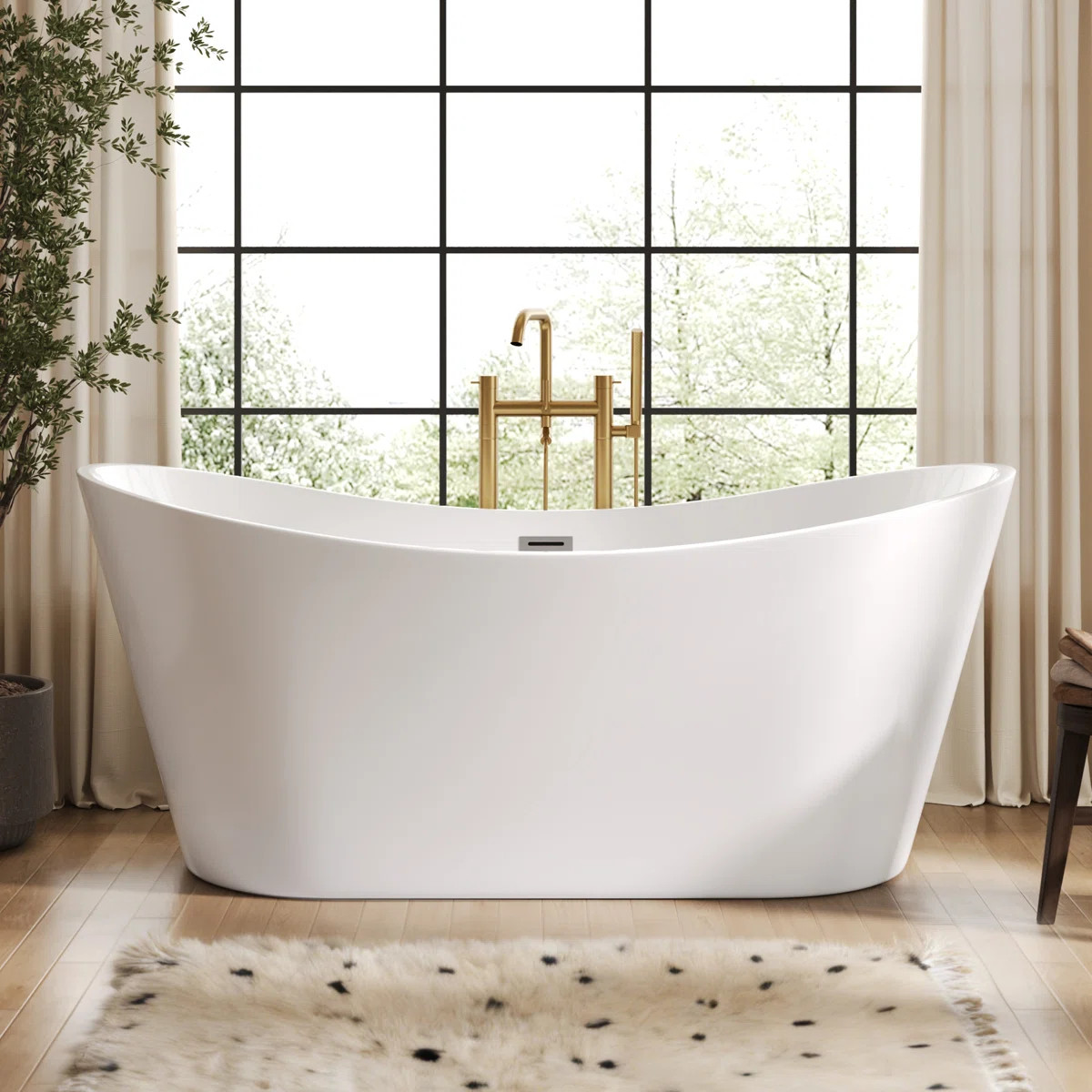 DeerValley Horizon 67" x 31" Freestanding Soaking Acrylic Bathtub with Overflow Drain DV-1T153S | Wayfair North America