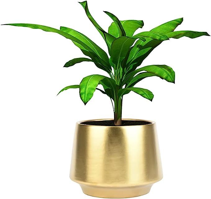 Amazon.com : Gold Ceramic Planters Indoor Plant Pot Small 7 inch Modern Planters Brass Decorative... | Amazon (US)