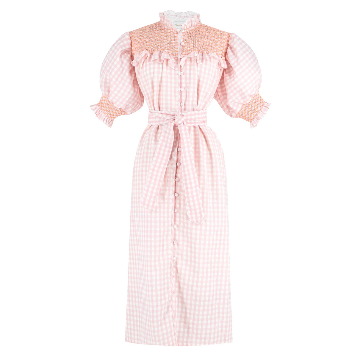 Women's Gen Dress - Pink Gingham/ Peach | Over The Moon