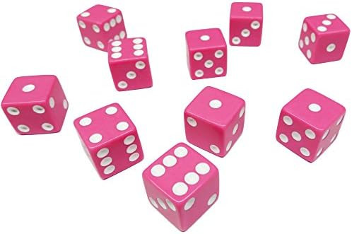 10 Piece Pink 16mm Game Dice with White Pips | Amazon (US)