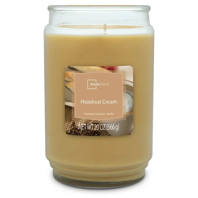Mainstays Hazelnut Cream Single-Wick Glass Jar Candle, 20 oz | Walmart (US)