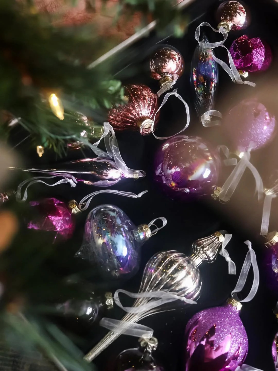 Sweet 30-Piece Glass Ornament Set (Pink & Purple) | King of Christmas