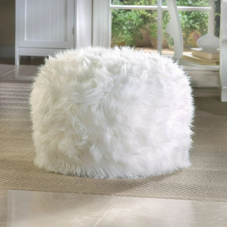 Fuzzy White Ottoman Pouf | Walmart (US)
