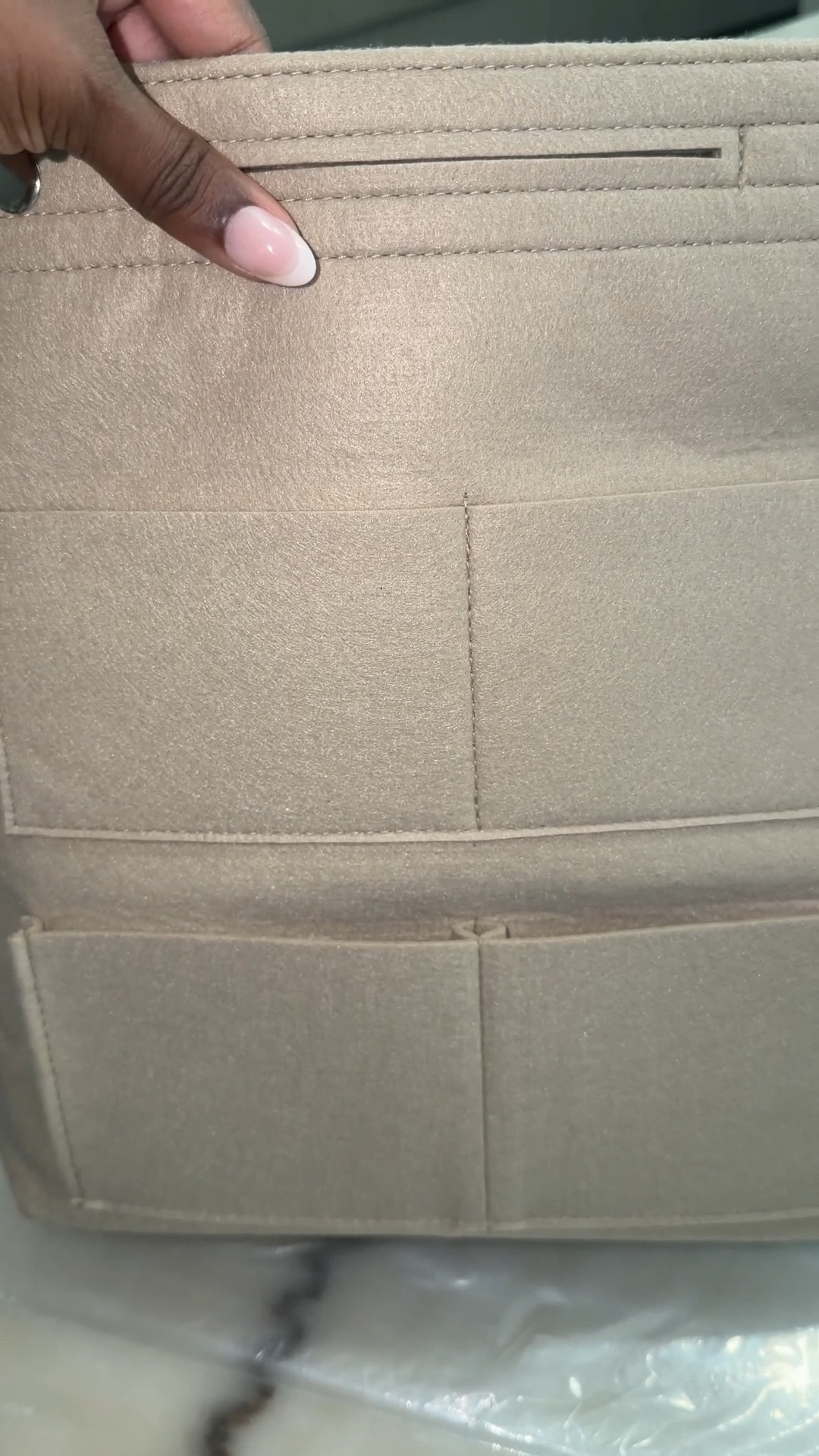 This bag fits perfectly in my Louis Vuitton Sac Plat bag from 2000! The interior lining was sticky so this was the perfect fix instead of paying a cobbler. #amazonfind #handbagessential #baginsert