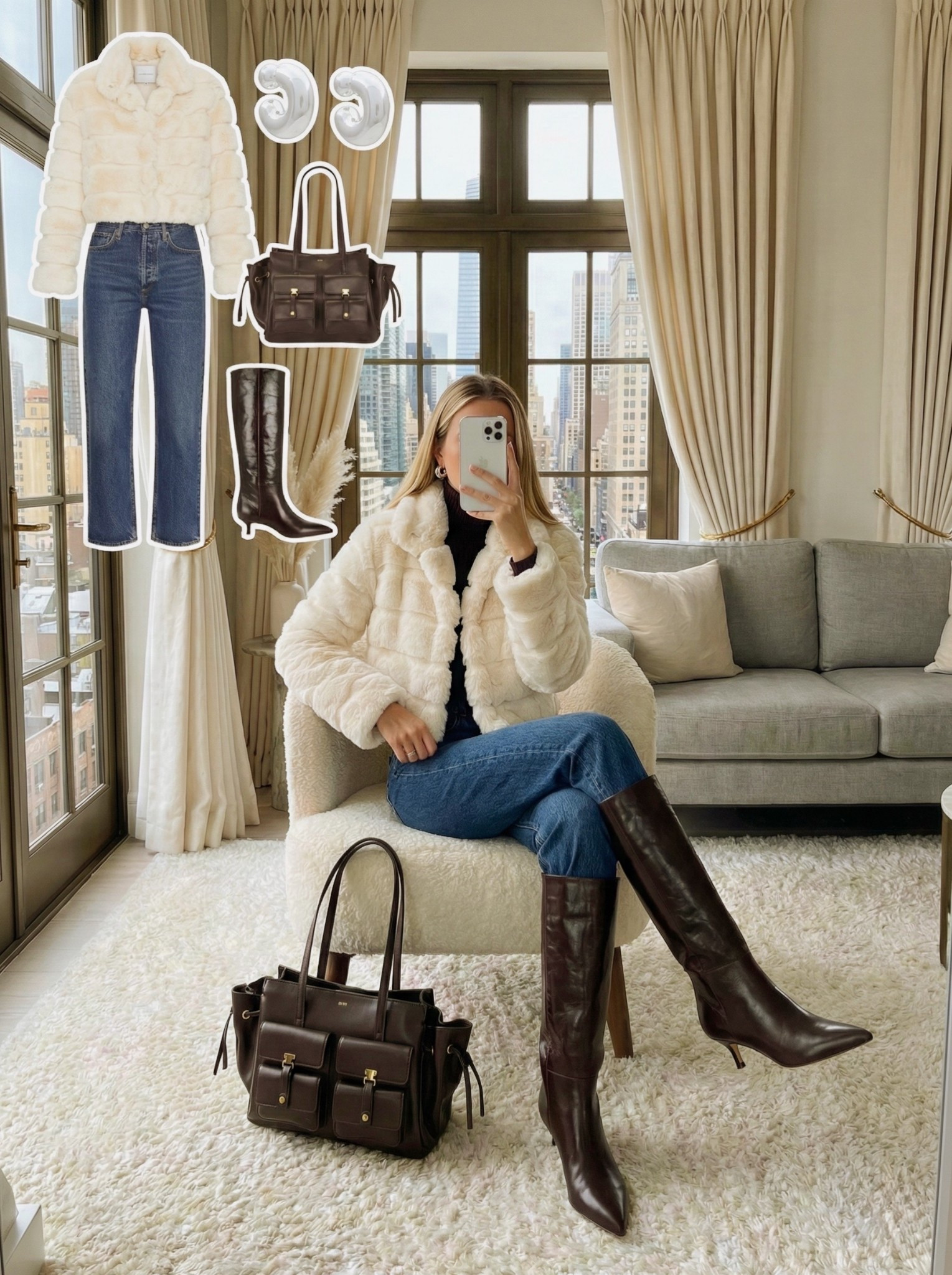 Cream faux fur jacket and knee high boots outfit 🤍🐻

A chic, cozy look for winter days. Styling this cropped cream teddy coat with classic dark wash denim. The chocolate brown knee-high boots and matching cargo-pocket tote bag add rich textures to elevate the outfit.

Style Details:
• Cream faux fur jacket (Cropped style)
• Dark wash straight-leg jeans
• Chocolate brown knee-high boots (Kitten heel)
• Dark brown multi-pocket cargo bag
• Silver hoop earrings

Recreate this cozy glam look with the similar styles linked below!

Are you loving the faux fur trend this winter? Yes or No? 👇

#LTKSeasonal #LTKshoecrush #LTKStyletip


#LTKHoliday #LTKgrwm #LTKootd