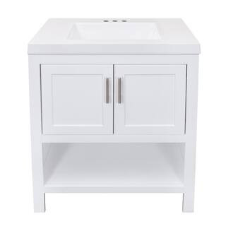 Glacier Bay Spa 30.5 in. W x 18.75 in. D x 35.5 in. H Single Sink Bath Vanity in White with White... | The Home Depot