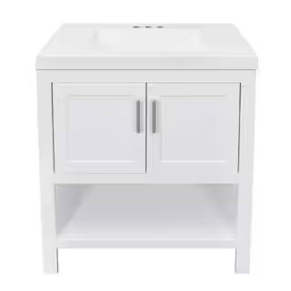 Glacier Bay Spa 30.5 in. W x 18.75 in. D x 35.5 in. H Single Sink Bath Vanity in White with White... | The Home Depot