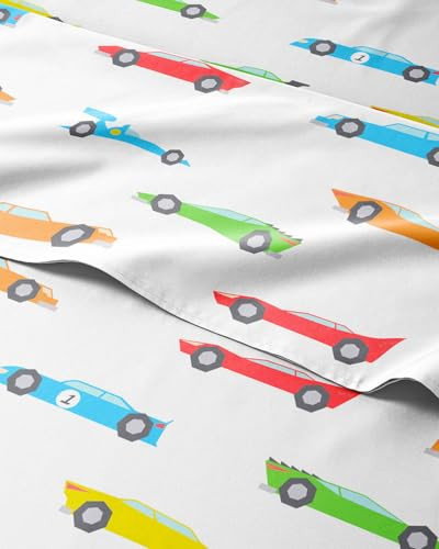 Kids Full Size Racecars Bed Sheets - 4 Piece Kids Racecars Sheet Set | Amazon (US)