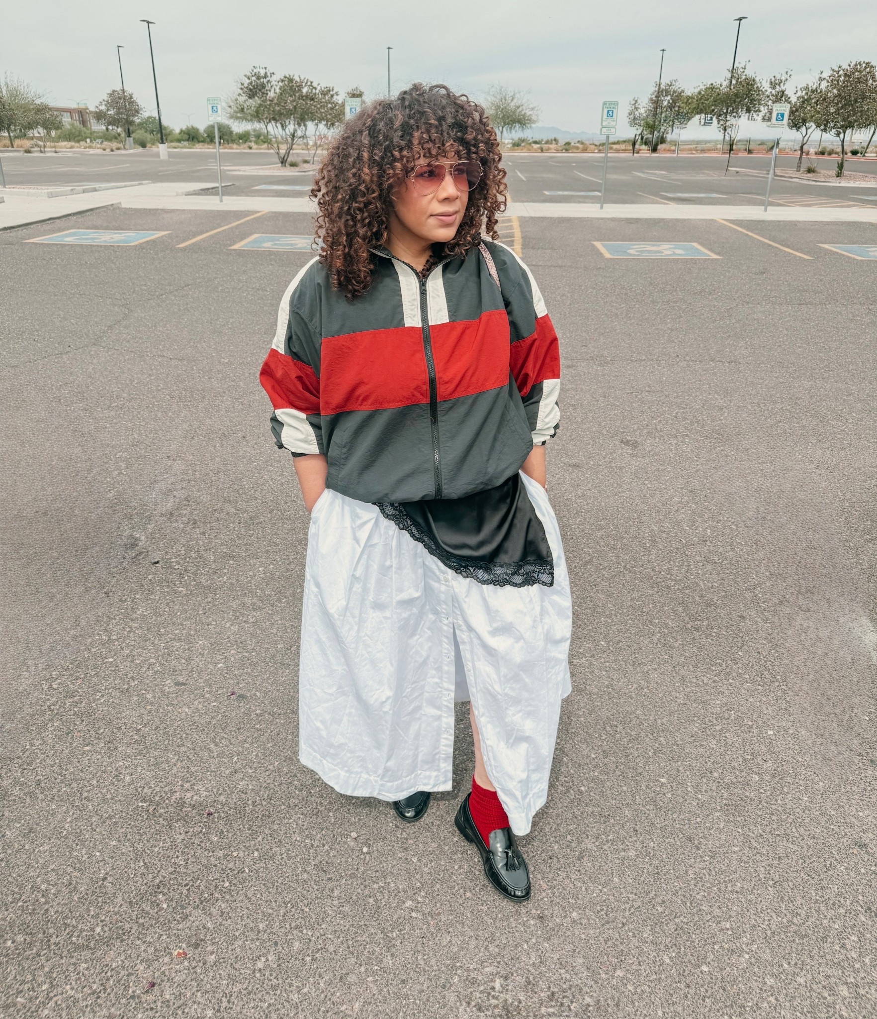 Windbreaker size medium could have done small
Skirt medium runs big
