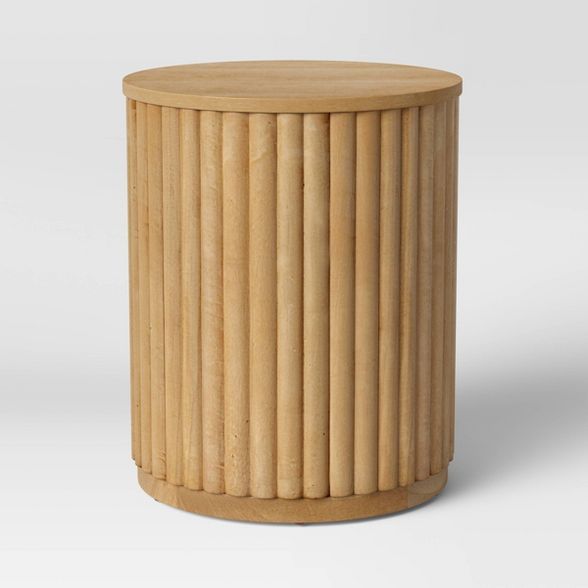 Wood Fluted Drum End Table Natural - Project 62&#8482; | Target