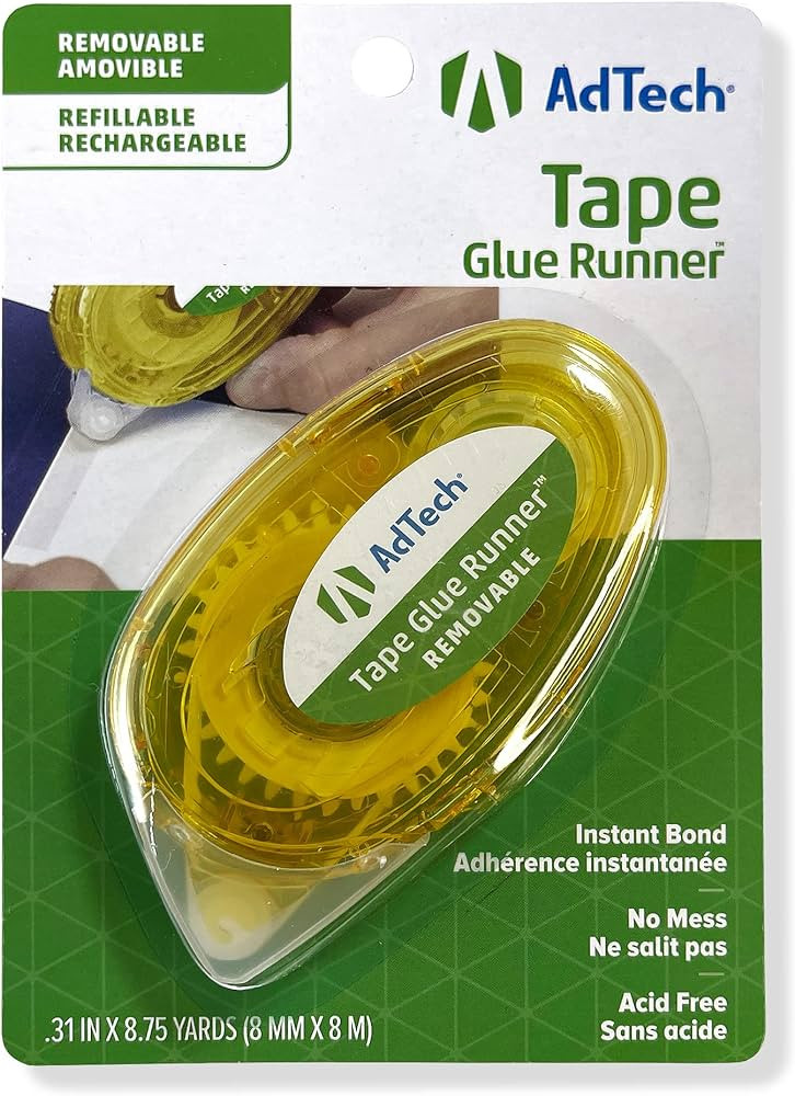 Adtech Crafter's Tape Removable Glue Runner.31"X315" for Tape Runner 05632,Green,yellow | Amazon (US)