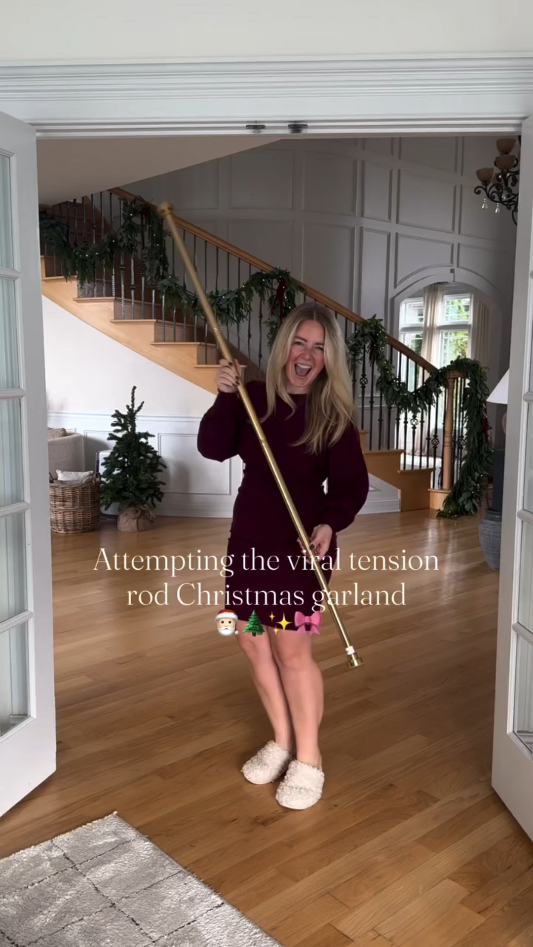 🎄 Follow first + comment GARLAND and I’ll DM you links to this viral tension rod Christmas garland hack and everything I used! 

I have always wanted to try this and I am so happy I did! I love how it turned out! 🎀❤️ The tension rod can be adjusted to fit easily! I used 3 of the Norfolk Pine garlands to layer and secured them with zip ties. It’s such an easy Holiday hack that makes a huge impact. 

Linked everything for you in my Amazon storefront. ✨

#holidaydecorating #christmasgarland #diychristmasdecor #christmasaesthetic #amazonchristmas