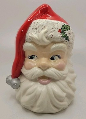Vintage Santa Claus Head Hand Painted Christmas Holiday Ceramic 7" Tall Kitschy  | eBay | eBay US