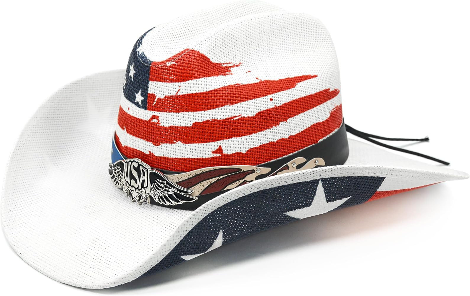 Keilin Straw Cowboy Hat for Women and Men - American Flag Patriotic USA Western Hat 4th July Cowg... | Amazon (US)