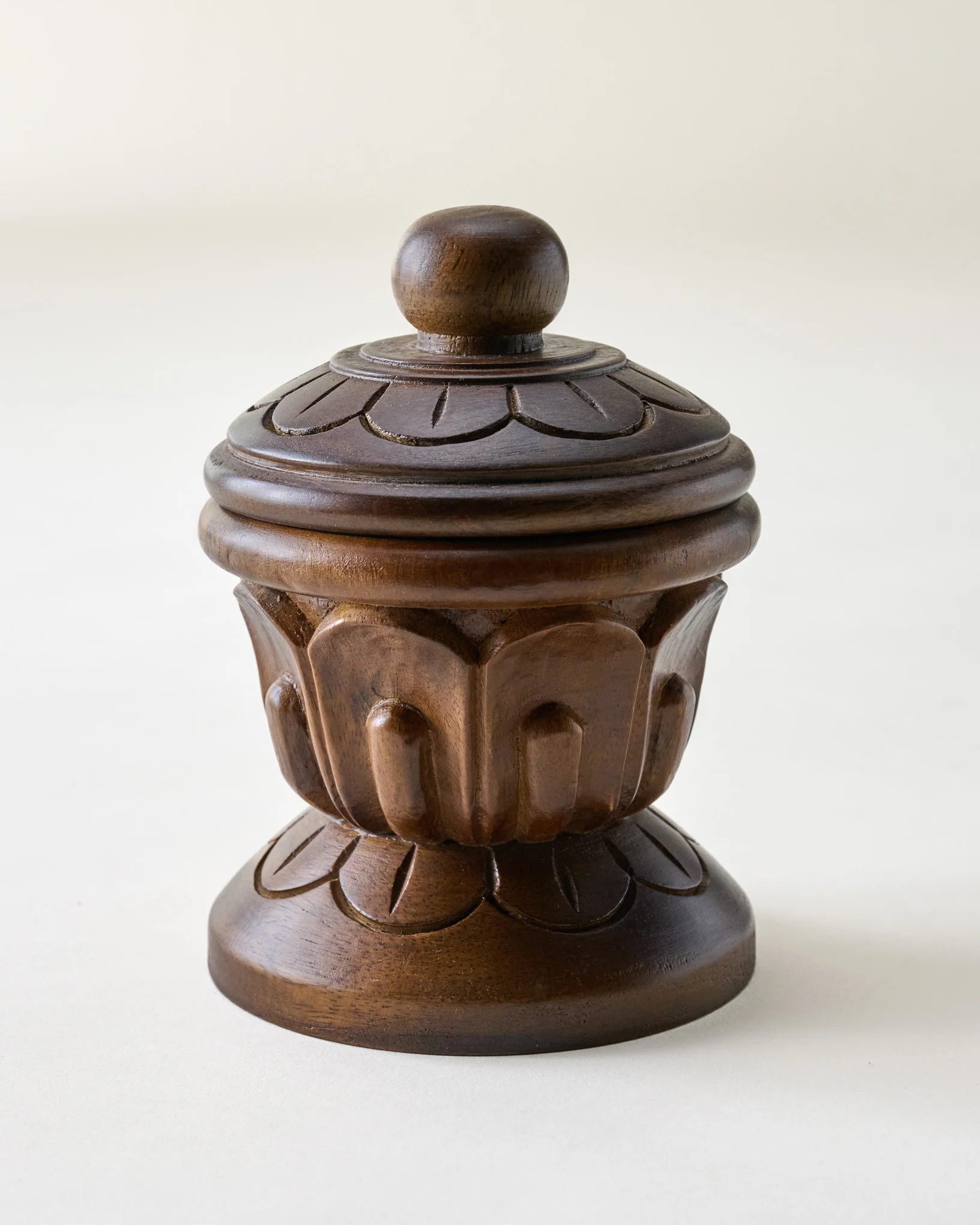 Carved Wood Finial Canister | Magnolia