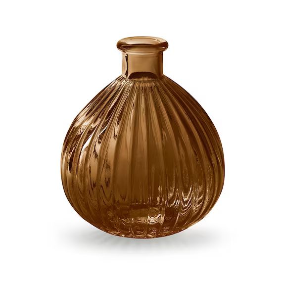 Amber Glass Ball Vase  Chestnut Brown Bud Flower Stem Vase  - Etsy | Etsy (US)