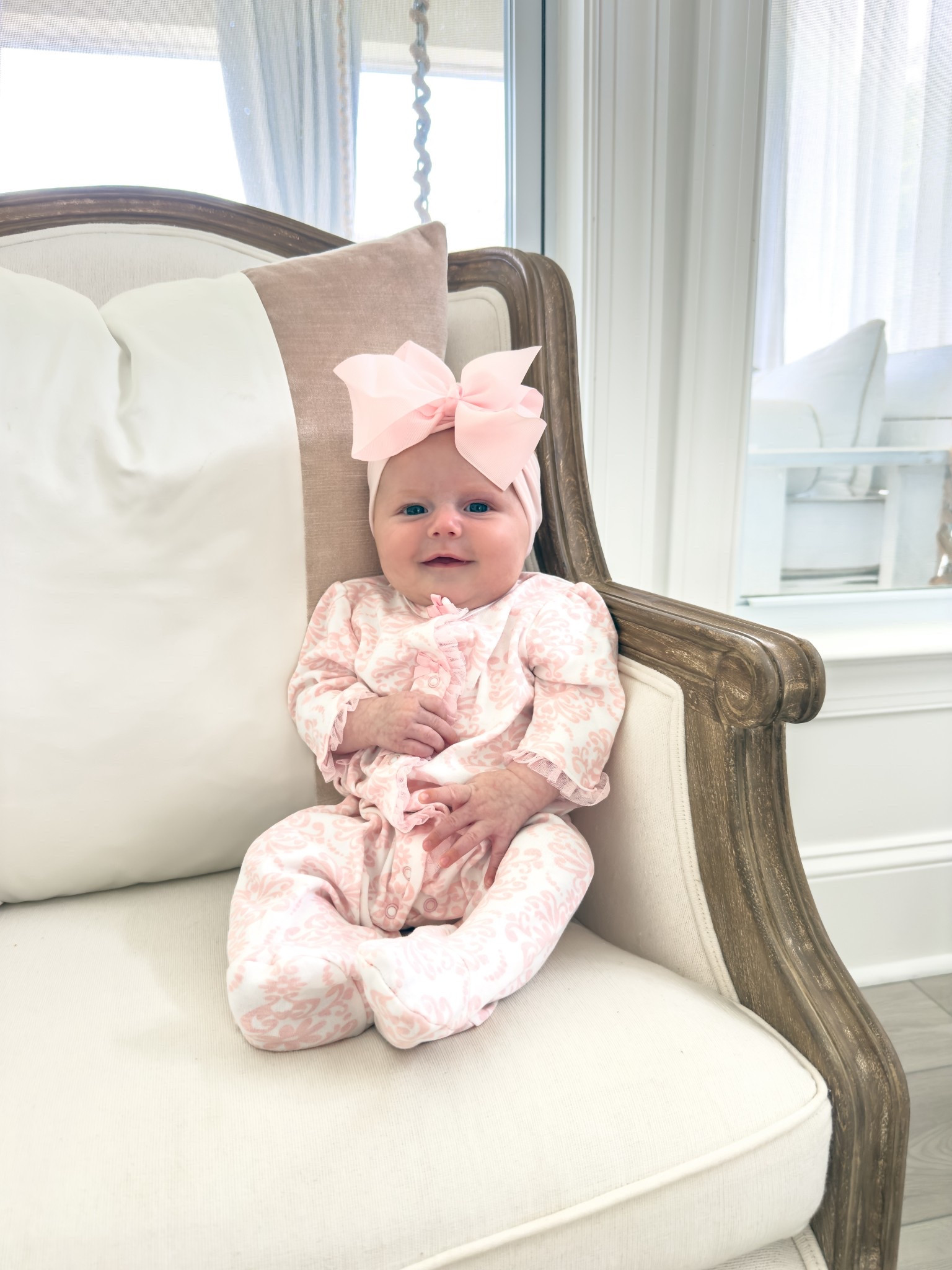 Pink ruffle footie
Newborn outfit
Pink bow
Infant bows amazon
Grandmillenial

#LTKFindsUnder50 #LTKBaby #LTKFindsUnder100
