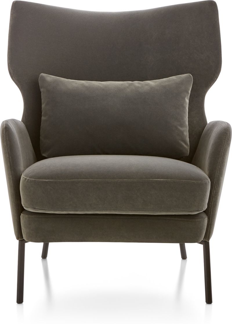 Alex Grey Velvet Accent Chair + Reviews | Crate and Barrel | Crate & Barrel