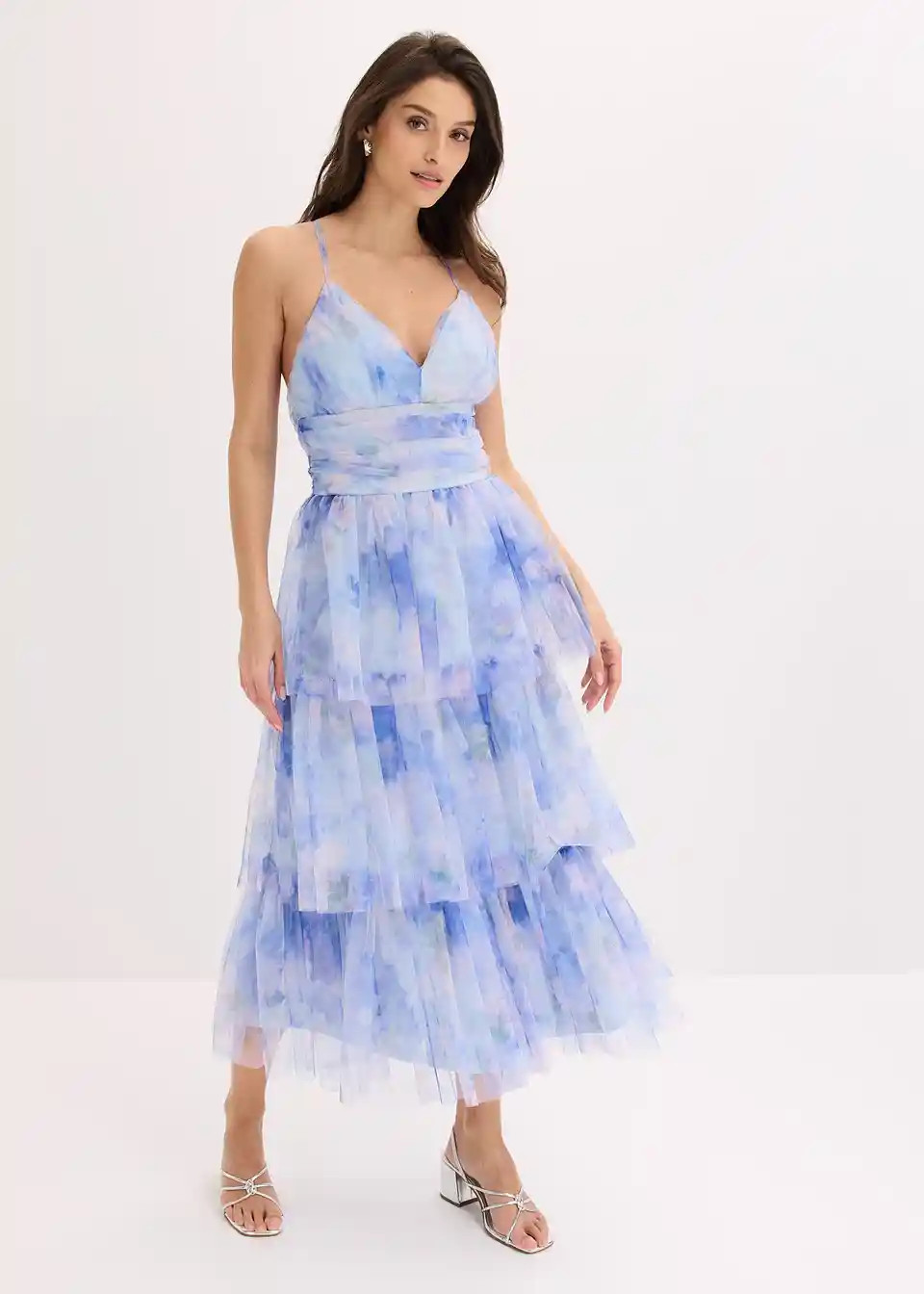 Midikleid aus feinem T\u00fcll mit Volants | Bonprix DE