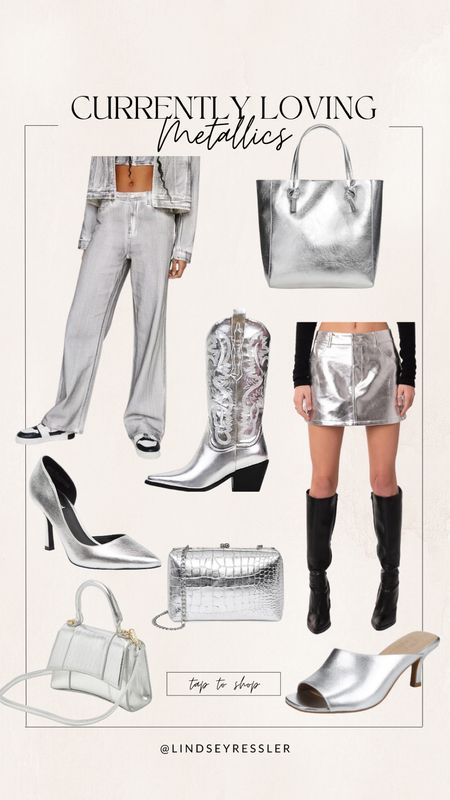 Currently Loving Metallics! 

Spring fashion, metallic skirt, metallic boots, silver purse, on trend, spring trends, spring 2023, Amazon boots, western style, chic 

#LTKshoecrush #LTKstyletip #LTKitbag