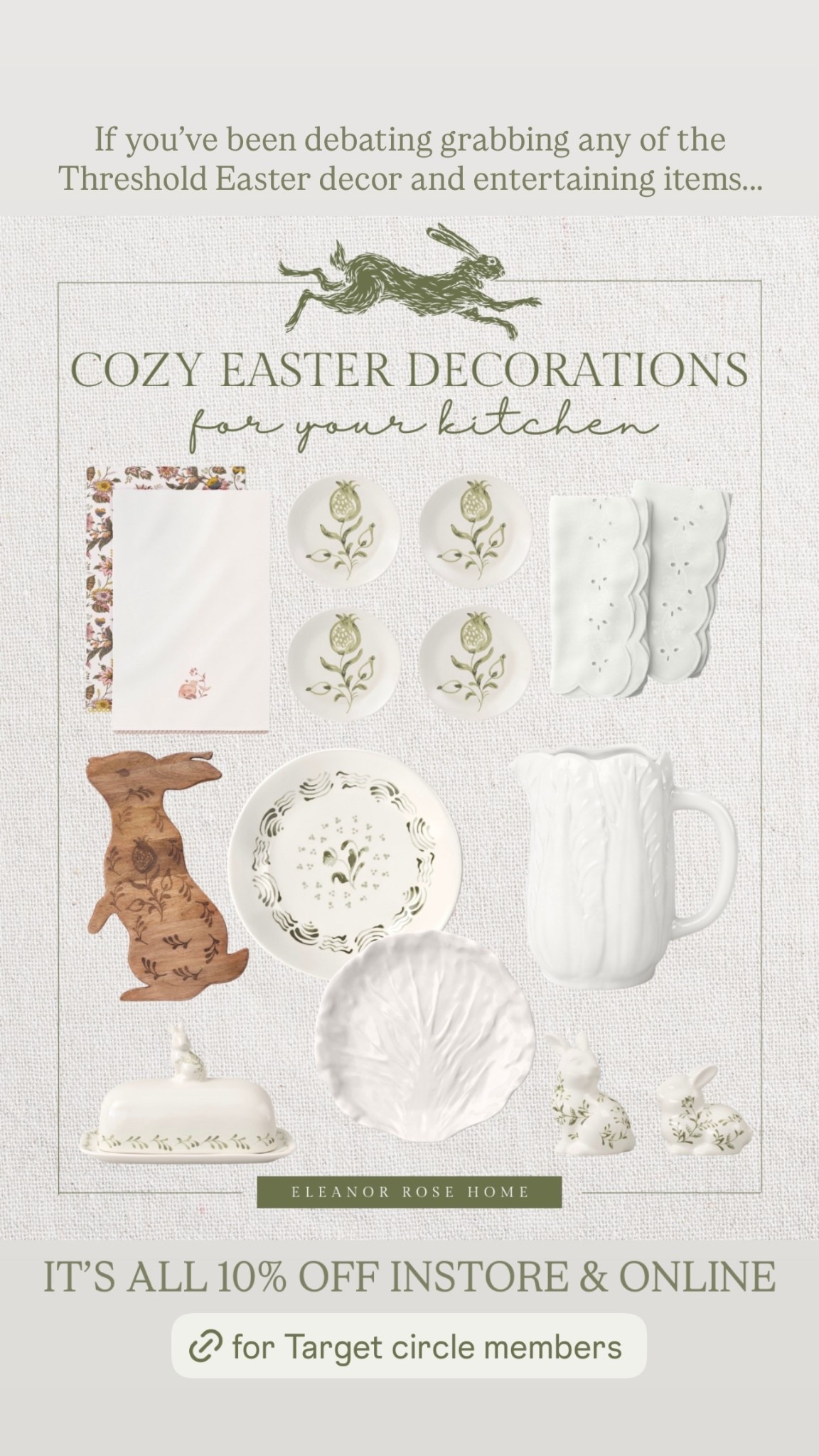 If you’ve been debating grabbing any of the Threshold Easter decor and entertaining items….. IT’S ALL 10% OFF INSTORE & ONLINE