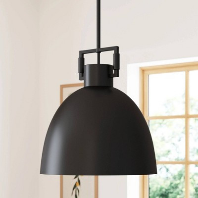 Leigh Brass Dome Shade Pendant Ceiling Light Matte Black - Nathan James | Target