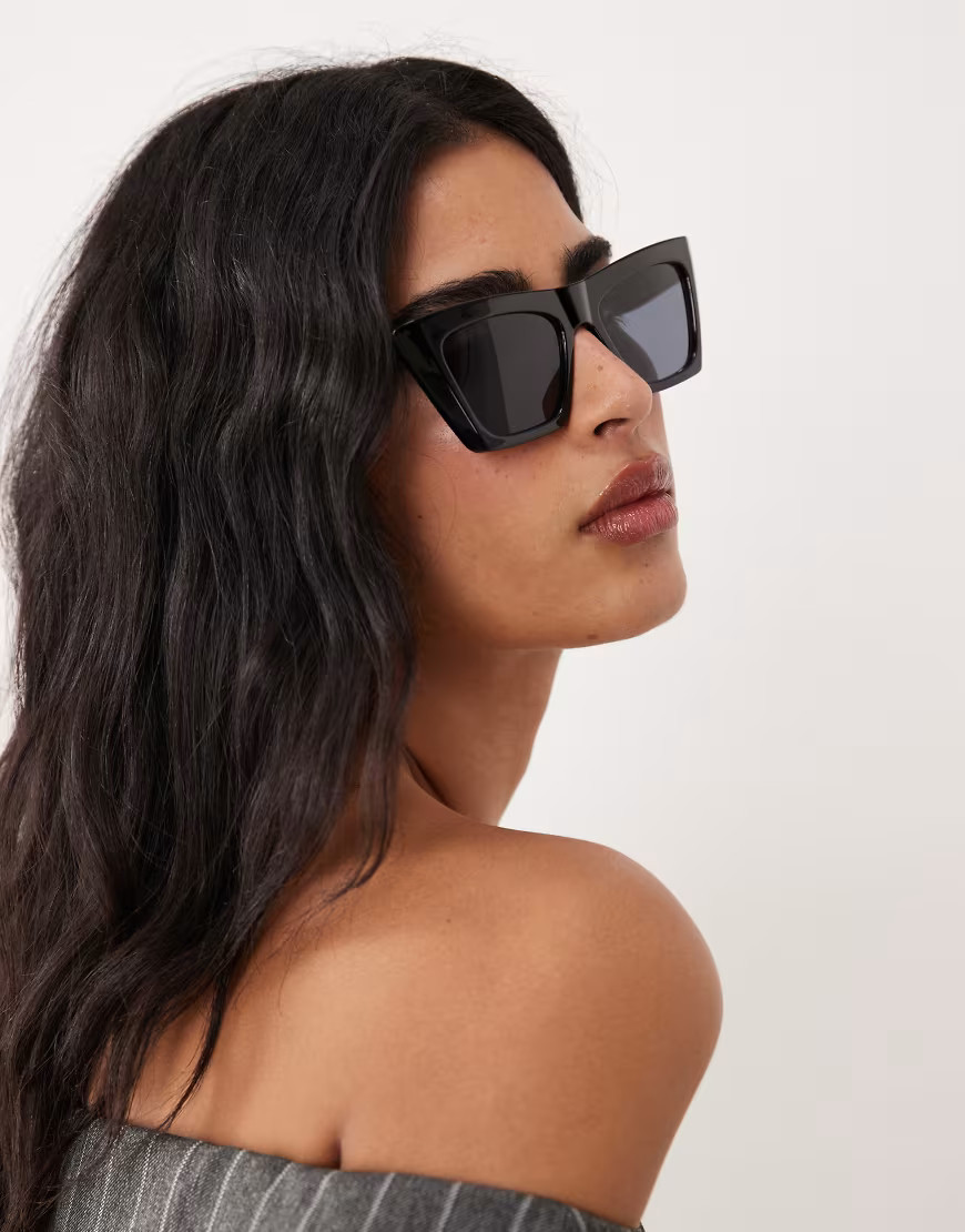 ASOS DESIGN cat eye sunglasses in black | ASOS (Global)