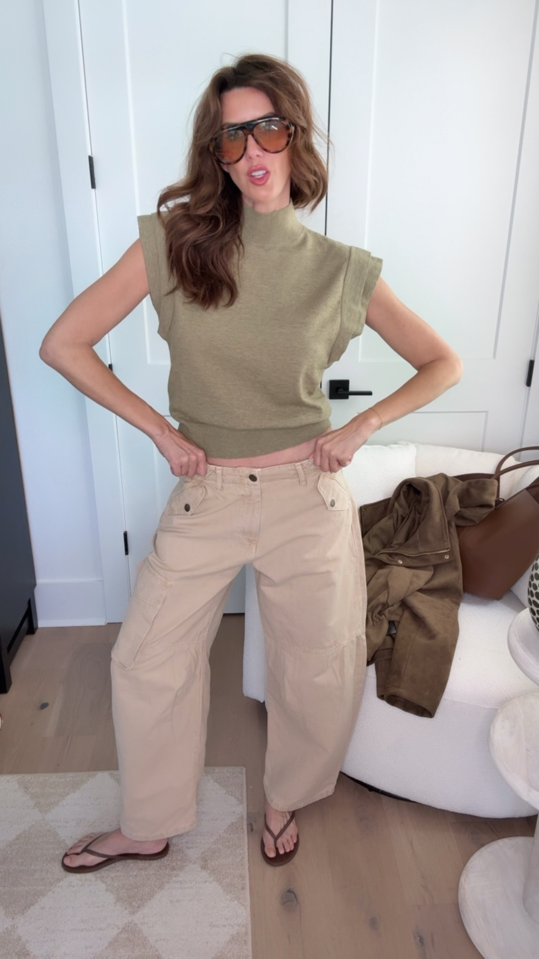 cargo denim + elevated sweater tank // olive green for spring 

#LTKOver40 #LTKgrwm #LTKootd