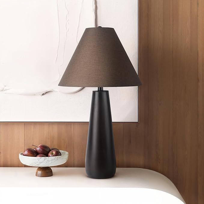 Abani Table Lamp Sienna Tapered 26.5” – Contemporary Brown Resin Base with Wide Linen Shade, ... | Amazon (US)