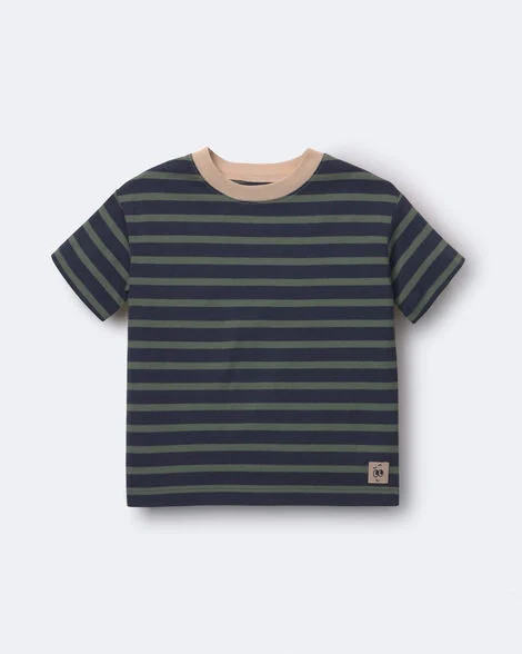 Toddler Boy Relaxed Tee in Stripes - Navy/Beige | Carter's Inc