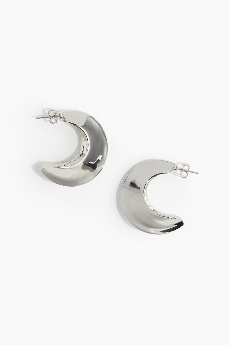 Pointed-edge Hoop Earrings - Silver-colored - Ladies | H&M US | H&M (US + CA)